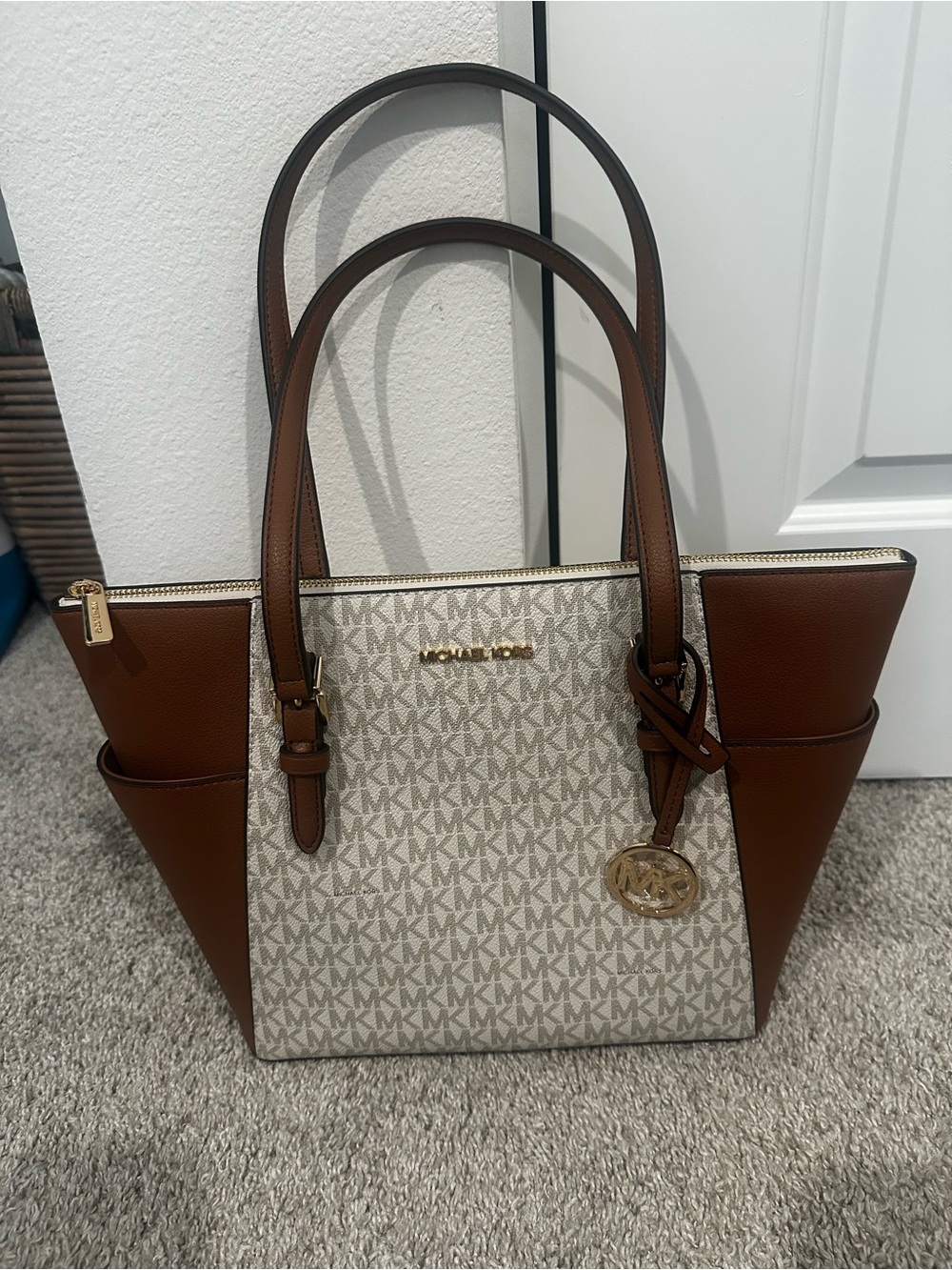 Michael Kors Brown and Vanilla Signature Tote Bag